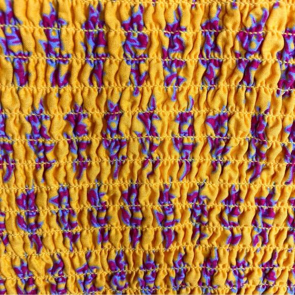 J. Crew skirt size 14 Pencil midi yellow Sunny Block Print tiered batik India - Picture 9 of 10